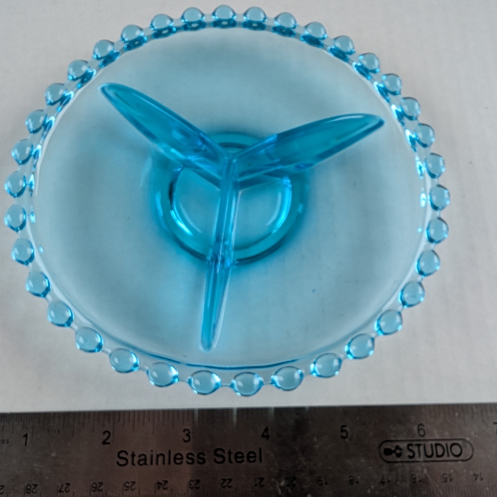 Blue Glass Divided Serving Dish